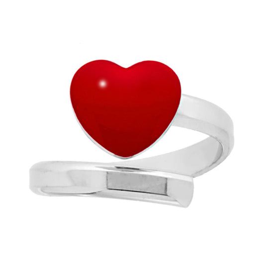 Ring Liebe mit Herz, rote Emaille, Silber 925, rhodiniert - MeinSchmuckShop