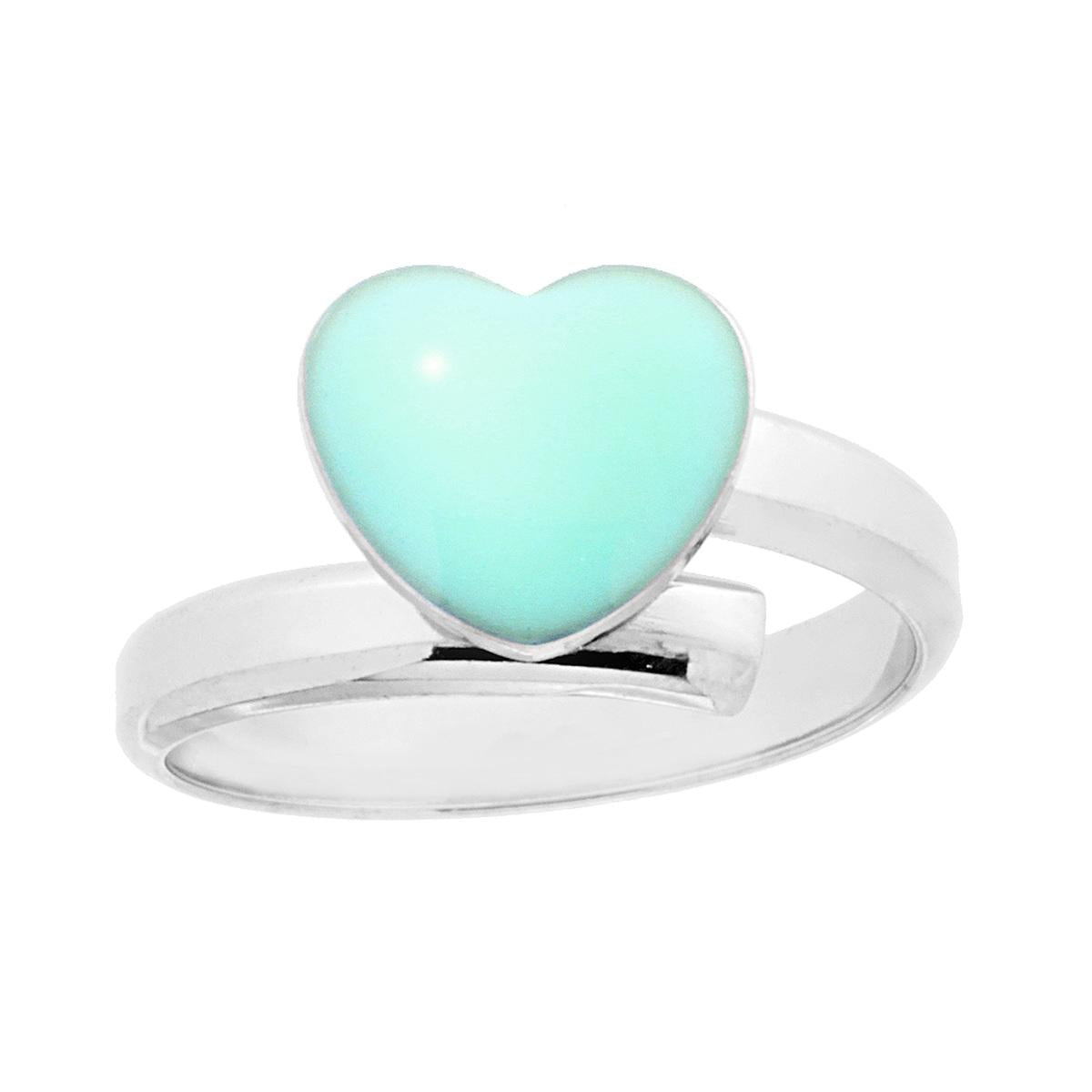 Ring Liebe mit Herz Aquamarinfarbene Emaille in Silber 925 galvanisch Rhodium - MeinSchmuckShop