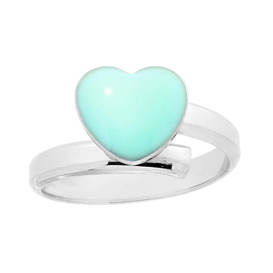 Ring Liebe mit Herz Aquamarinfarbene Emaille in Silber 925 galvanisch Rhodium - MeinSchmuckShop
