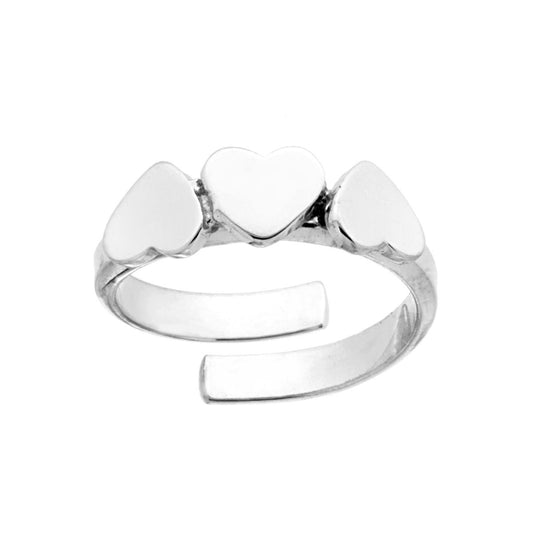 Ring Trilogie Herzen glatt aus Silber 925 rhodium-beschichtet - MeinSchmuckShop