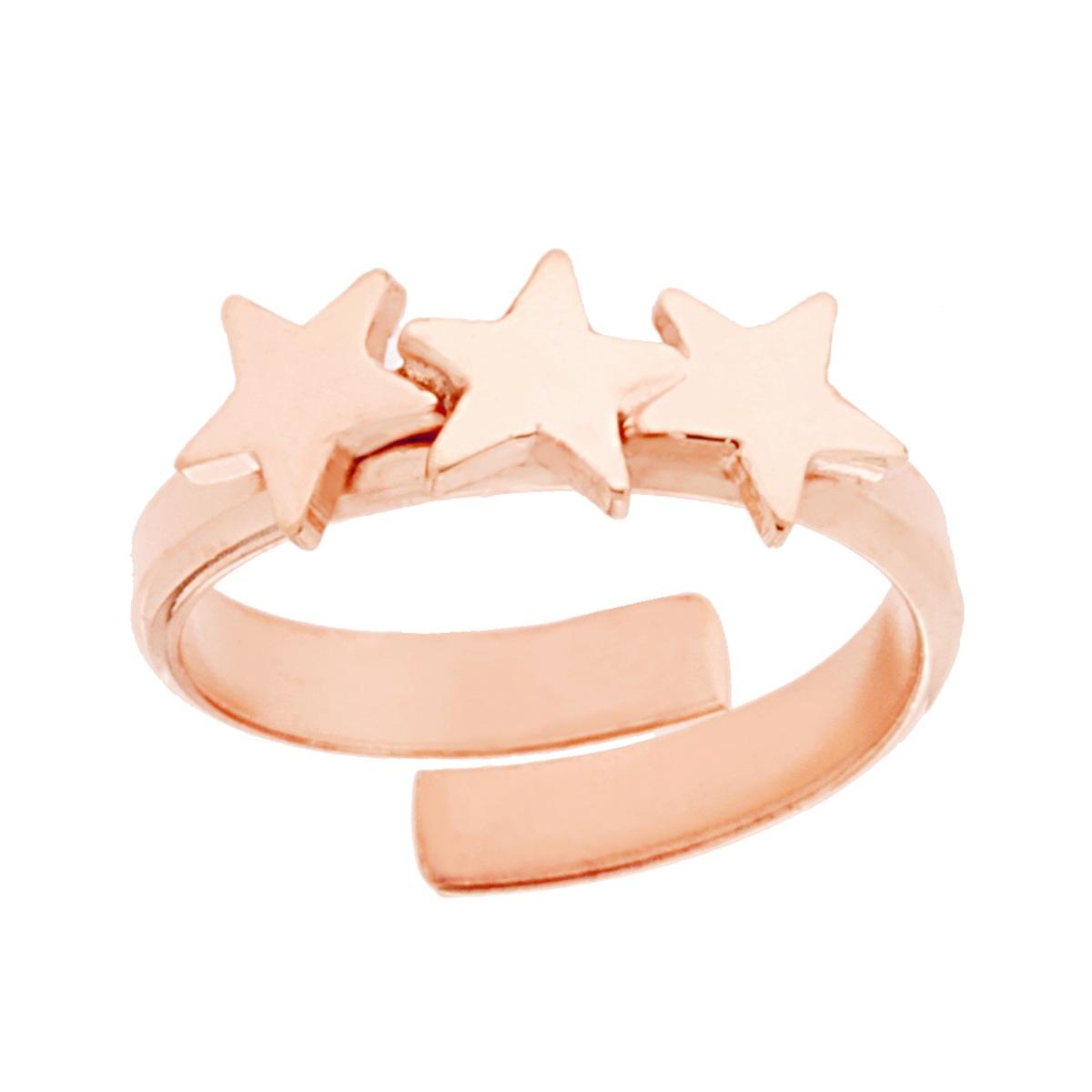 Ring-Trilogie der Sterne, schlicht, in Silber 925, Roségold galvanisch beschichtet. - MeinSchmuckShop