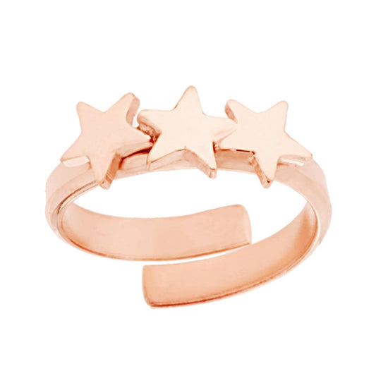Ring-Trilogie der Sterne, schlicht, in Silber 925, Roségold galvanisch beschichtet. - MeinSchmuckShop
