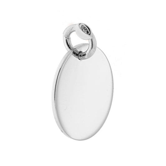 Anhänger Plättchen Medaglietta zum Gravieren, Ø 19 mm, rund, schlicht, aus 925er Silber, rhodiniert. - MeinSchmuckShop