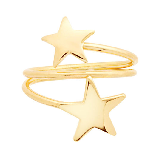 Filigranring mit Sternen, schlicht, aus 925er Silber, goldbeschichtet - MeinSchmuckShop
