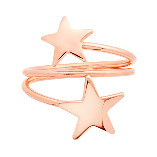 Ring mit Draht und Sternen, plain, aus 925er Silber, roségold galvanisiert. - MeinSchmuckShop