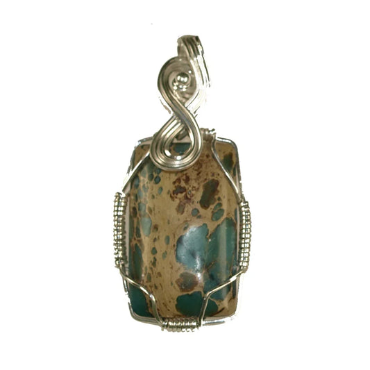 Anhänger Chrysocoll in Rhyolith, 5,0cm - MeinSchmuckShop