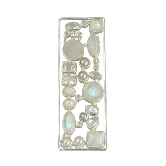 Anhänger Labradorit, Perle, Topas, Perlmutt, Achat, ca. 9,5cm - MeinSchmuckShop