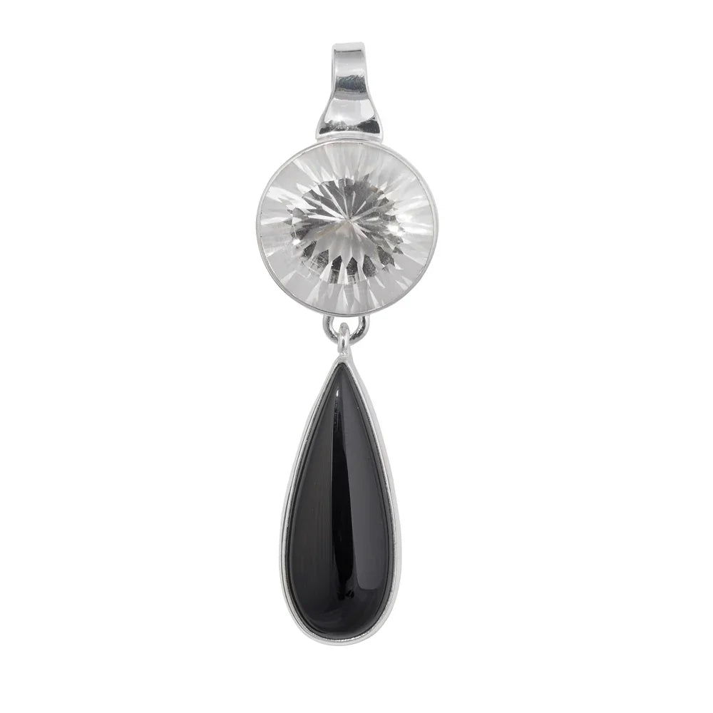 Anhänger Bergkristall, Onyx (gef.), 5,0cm - MeinSchmuckShop