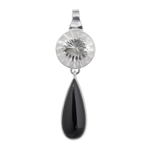 Anhänger Bergkristall, Onyx (gef.), 5,0cm - MeinSchmuckShop