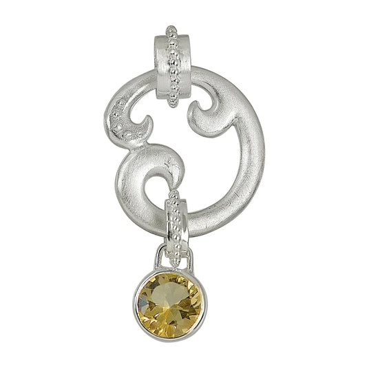 Anhänger "Paisley", Silber, Citrin (gebr.) facettiert, 5cm - MeinSchmuckShop