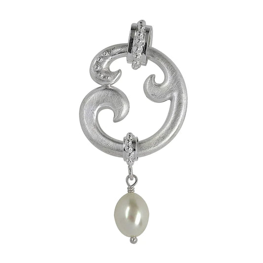 Anhänger "Paisley", Silber, Perle (weiß), 5,4cm - MeinSchmuckShop