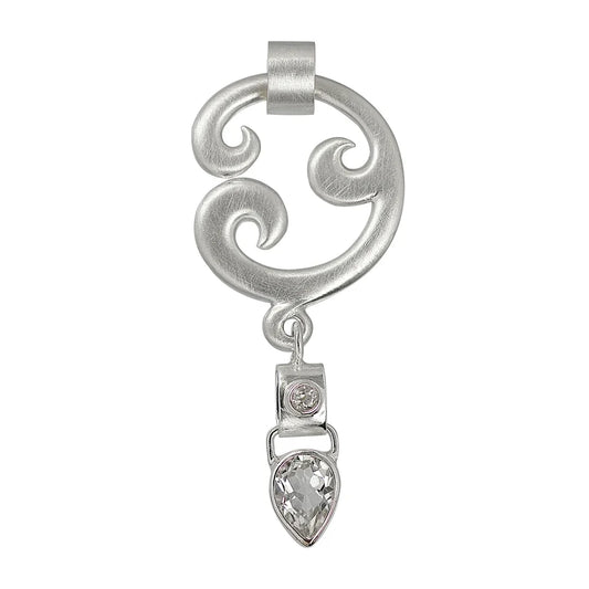Anhänger "Paisley", Silber, Topas (weiss), 6cm - MeinSchmuckShop
