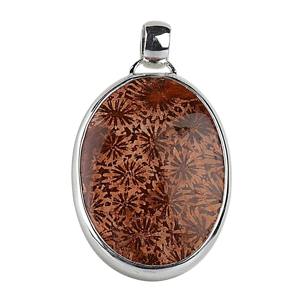 Anhänger versteinerte Koralle, Oval (40 x 30mm) 4,8cm - MeinSchmuckShop