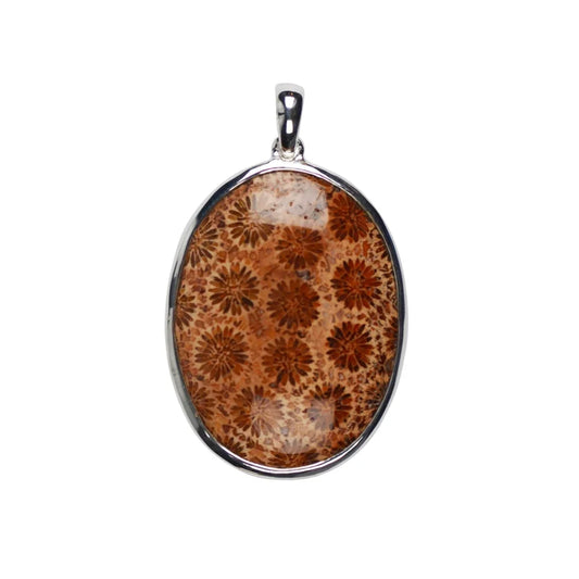 Anhänger versteinerte Koralle, Oval (40 x 30mm), 5,2cm - MeinSchmuckShop