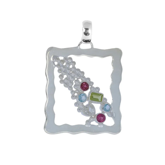 Anhänger "Gemälde" Peridot, Turmalin, Topas, 4,9cm - MeinSchmuckShop
