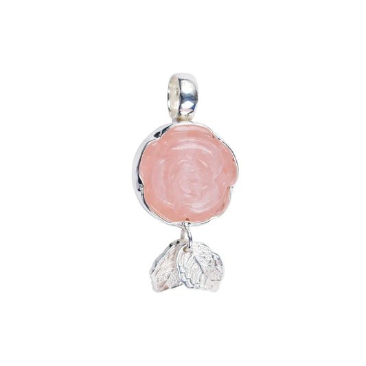Anhänger Rose Rosenquarz, 4,5cm - MeinSchmuckShop