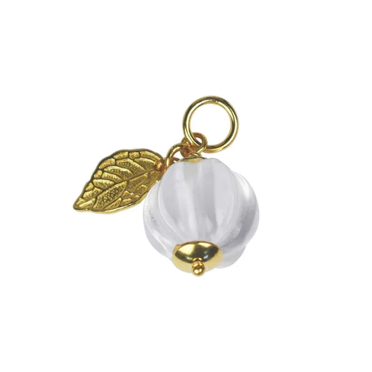 Anhänger Bergkristall, Kürbis (16mm), 2,8cm, vergoldet - MeinSchmuckShop