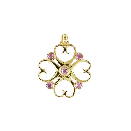 Anhänger "Herzglück" Turmalin (rosa), 3,5cm, vergoldet - MeinSchmuckShop