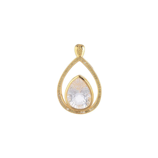 Anhänger Bergkristall, Tropfen mit Peridot, 3,5cm, vergoldet - MeinSchmuckShop