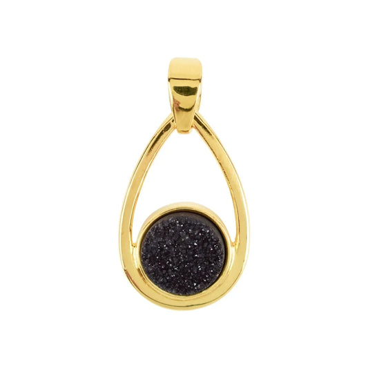 Anhänger Druzy-Achat schwarz (gef.), 3,1cm, vergoldet - MeinSchmuckShop