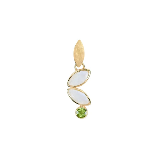 Anhänger Labradorit (weiß) Navettes, Peridot, 4,0cm, vergoldet - MeinSchmuckShop