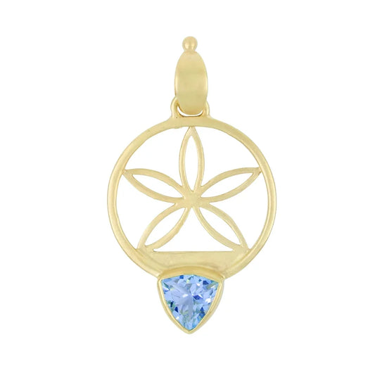 Anhänger Topas blau Trillion, Blume, 4,8cm, vergoldet - MeinSchmuckShop