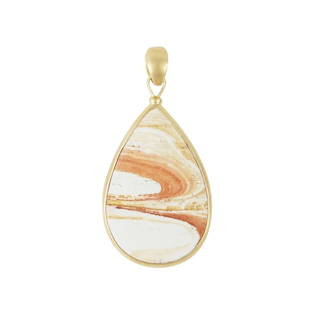 Anhänger Java Sunset Jaspis Tropfen, 5,4cm, vergoldet - MeinSchmuckShop