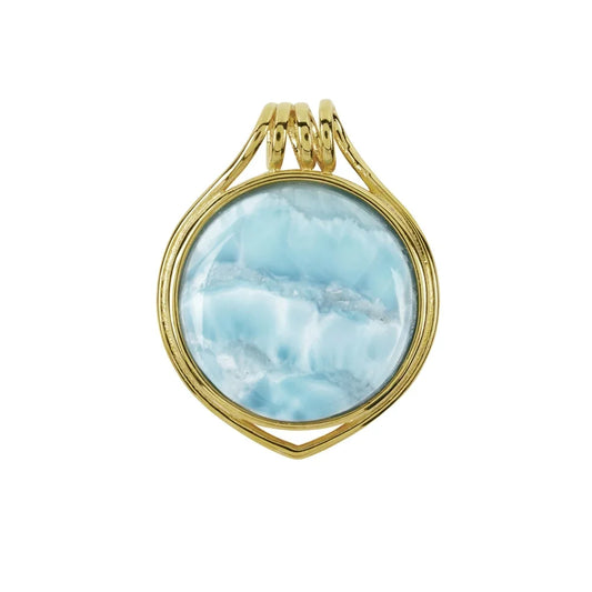 Anhänger Larimar Kreis mit Spiralöse (20mm), 3,1cm, vergoldet - MeinSchmuckShop