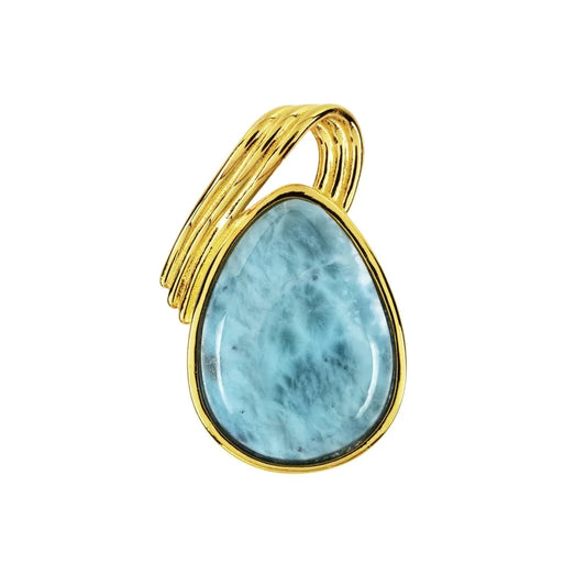 Anhänger Larimar Tropfen mit Bogen (20 x 15mm), 3,1cm, vergoldet - MeinSchmuckShop