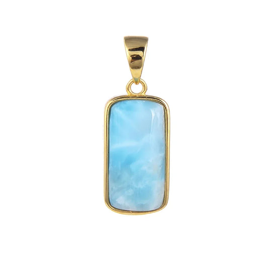 Anhänger Larimar, Rechteck (8 x 16mm), 2,2cm, vergoldet - MeinSchmuckShop
