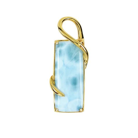 Anhänger Larimar Rechteck (25 x 10mm) mit geschwungener Öse, 3,5cm, vergoldet - MeinSchmuckShop