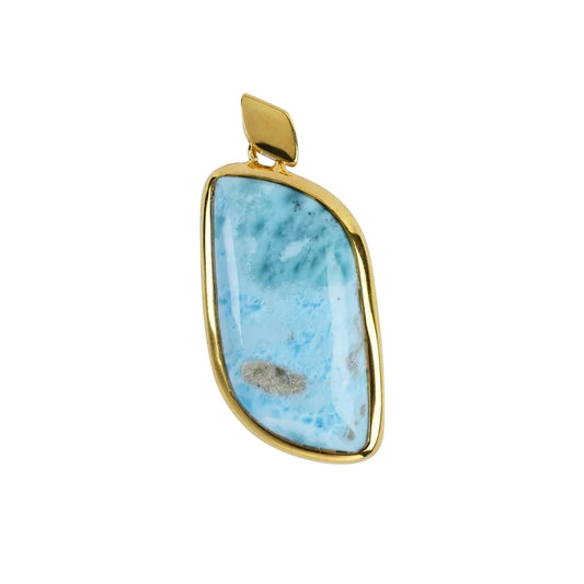 Anhänger Larimar Blatt (31 x 21mm), 4,3 x 2,2cm, vergoldet - MeinSchmuckShop