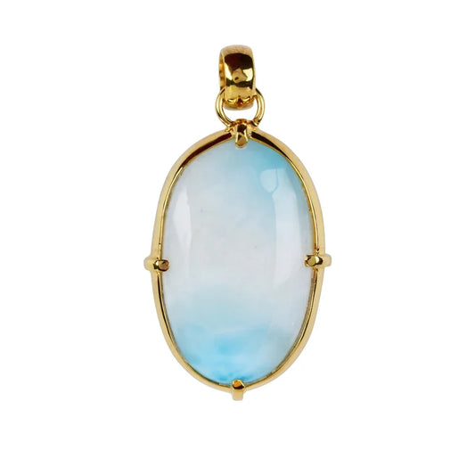 Anhänger Larimar Oval (32 x 21mm), 4,5cm, vergoldet - MeinSchmuckShop