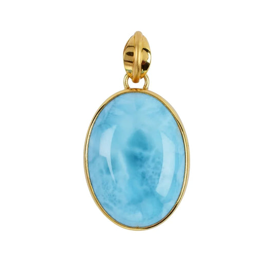 Anhänger Larimar Oval (27 x 21mm), 4,2cm, vergoldet - MeinSchmuckShop