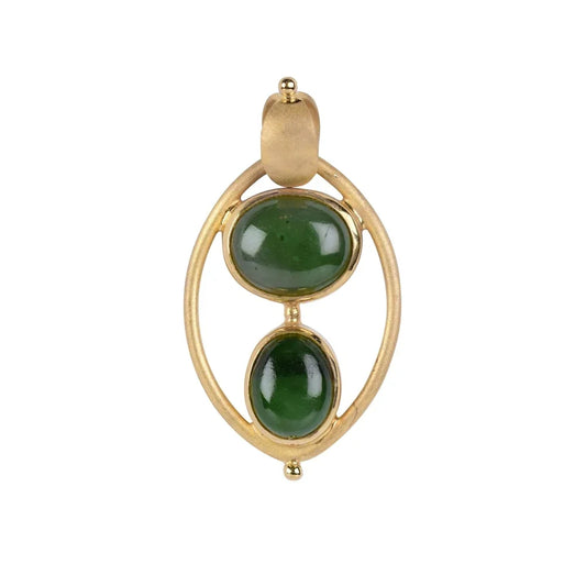 Anhänger Nephrit-Jade, Ovale, 4,1cm, vergoldet - MeinSchmuckShop