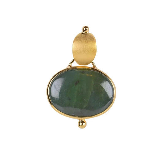 Anhänger Nephrit-Jade, Oval, 3,1cm, vergoldet - MeinSchmuckShop