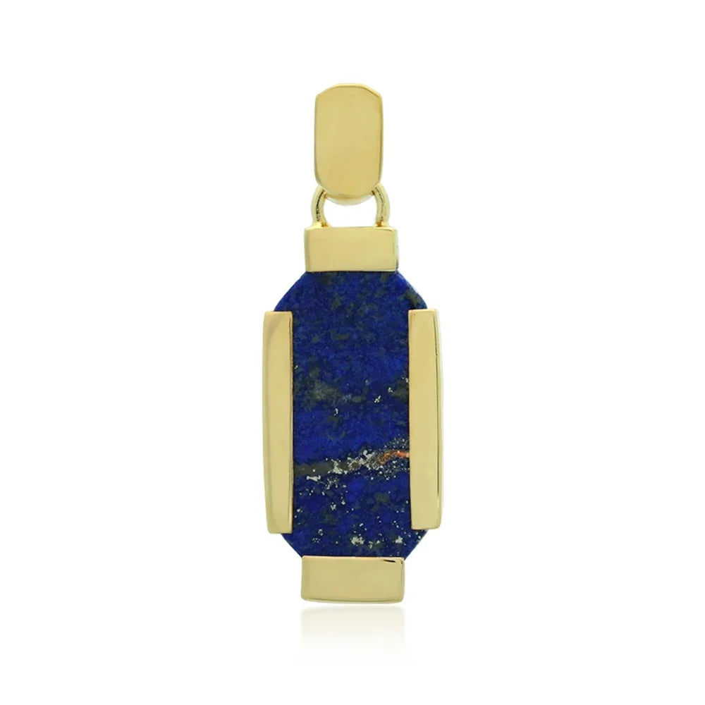 Anhänger Lapis Lazuli Rechteck (22 x 11mm), 3,6cm, vergoldet - MeinSchmuckShop