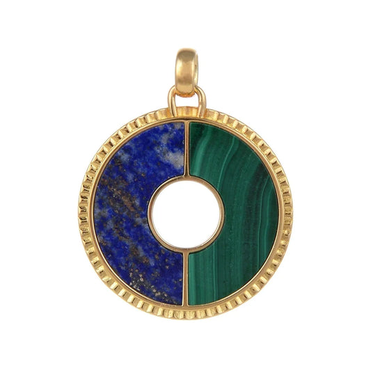 Anhänger Malachit, Lapis Lazuli, Halbrund (25 x 12mm), 3,6cm, vergoldet - MeinSchmuckShop
