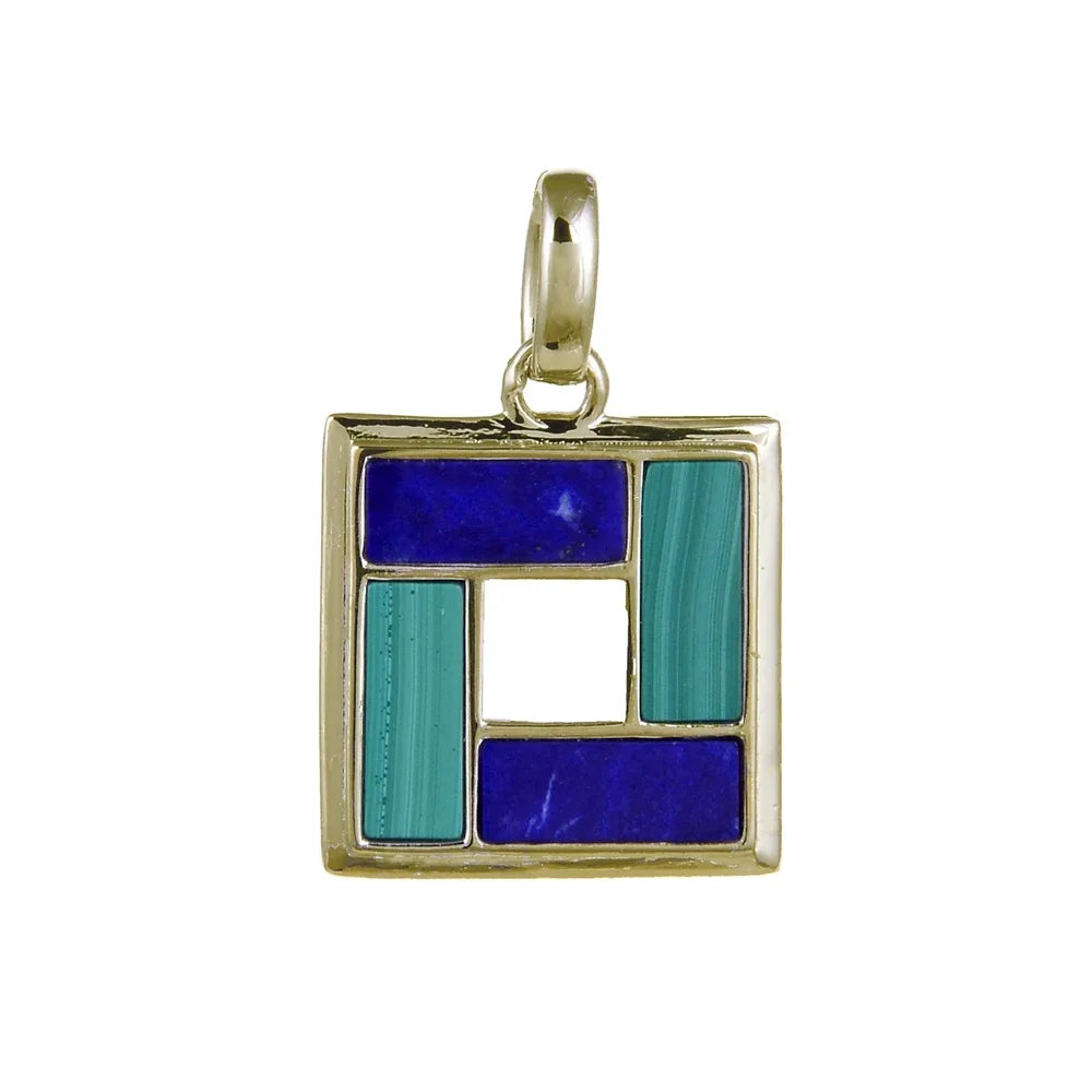 Anhänger Malachit, Lapis Lazuli Rechtecke (10 x 4mm), 2,6cm, vergoldet - MeinSchmuckShop
