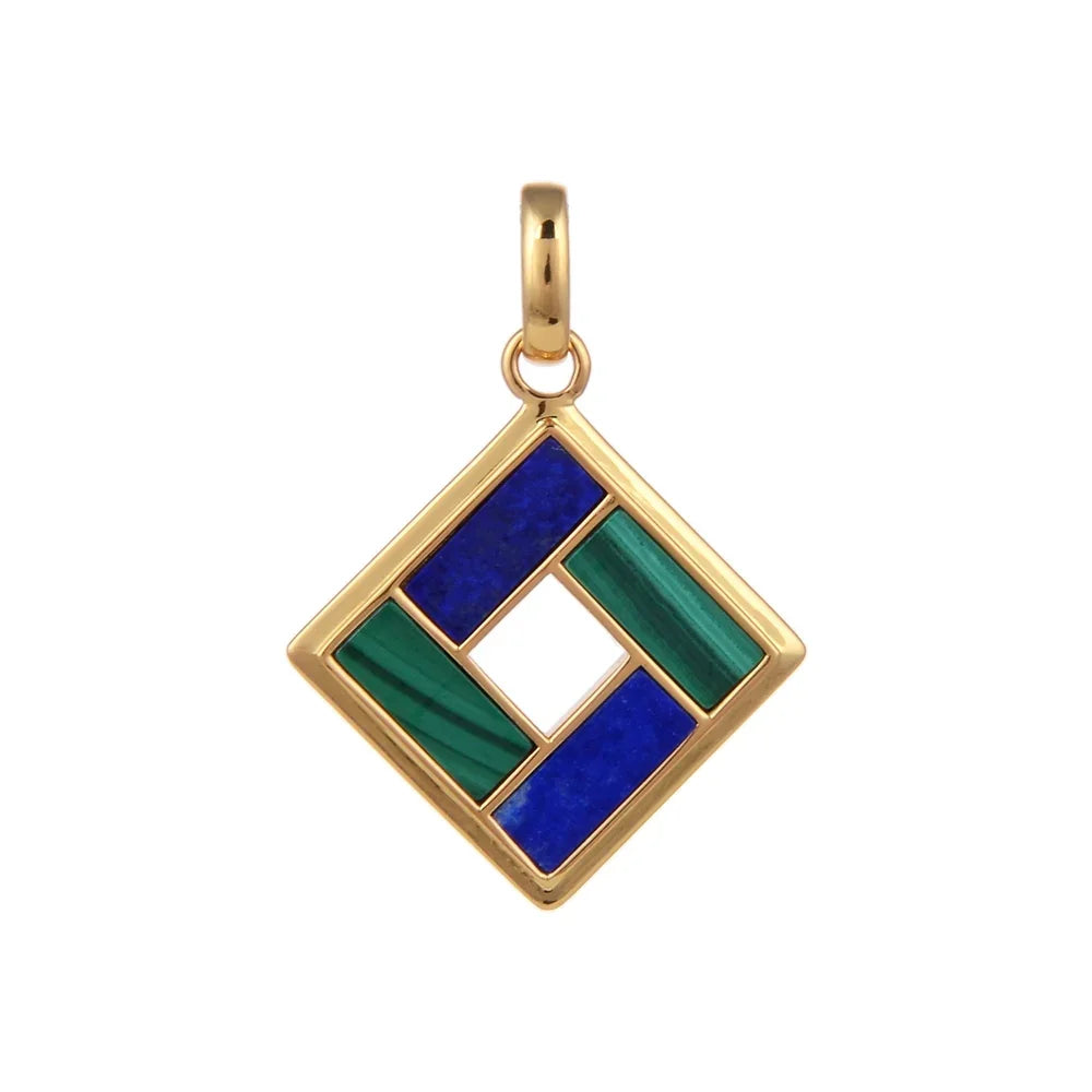 Anhänger Malachit, Lapis Lazuli Rechtecke (10 x 4mm), 3,3cm, vergoldet - MeinSchmuckShop