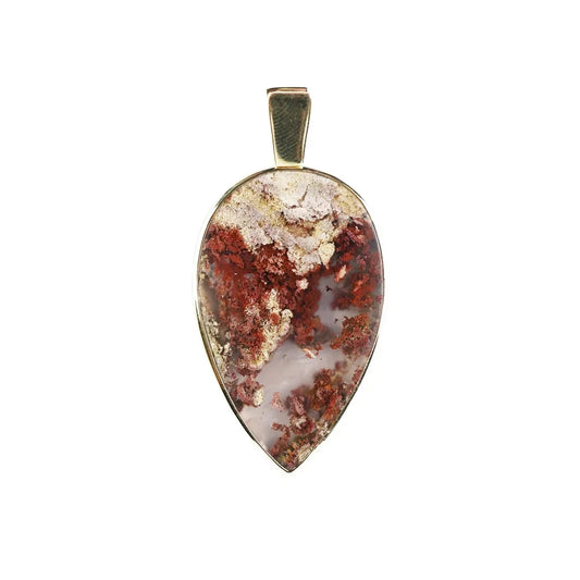 Anhänger Moosachat (braun-rot), Tropfen (40 x 25mm), 5,0cm, vergoldet - MeinSchmuckShop
