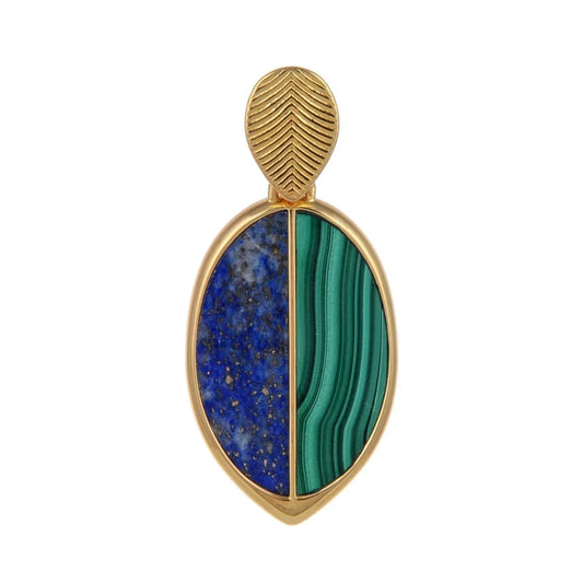 Anhänger Malachit, Lapis Lazuli Halbovale (30 x 10mm), 4,7cm, vergoldet - MeinSchmuckShop