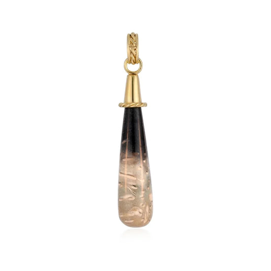 Anhänger versteinertes Palmholz, Tropfen (42 x 10mm), 5,2cm, vergoldet - MeinSchmuckShop