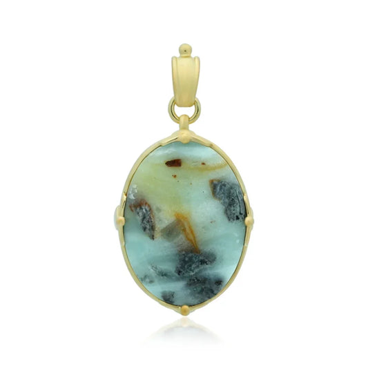 Anhänger Pazifik-Chalcedon Oval (29 x 20mm), 4,3cm, vergoldet - MeinSchmuckShop