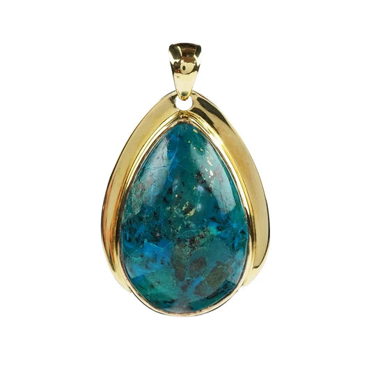 Anhänger Chrysokoll Tropfen (29 x 18mm), 4,0cm, vergoldet - MeinSchmuckShop