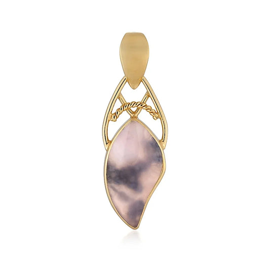 Anhänger Chalcedon (lila), Fancy Freeform (20 x 10mm), 3,6cm, vergoldet - MeinSchmuckShop