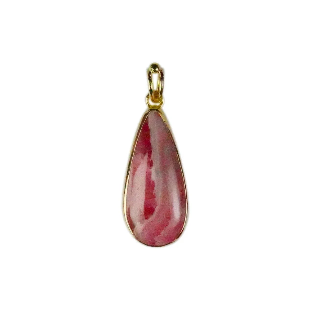 Anhänger Rhodochrosit Tropfen (27 x 15mm), 4,2cm, vergoldet - MeinSchmuckShop