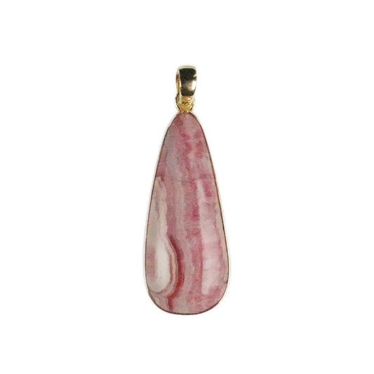 Anhänger Rhodochrosit Tropfen (31 x 19mm), 4,2cm, vergoldet - MeinSchmuckShop