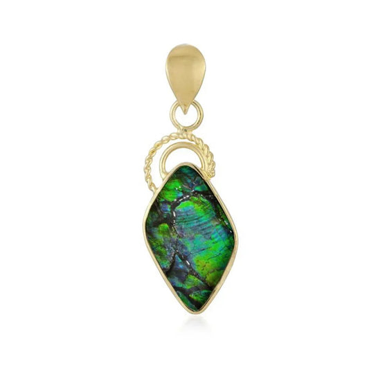 Anhänger Ammolith, Freeform (25 x 12mm), 4,0cm, vergoldet - MeinSchmuckShop