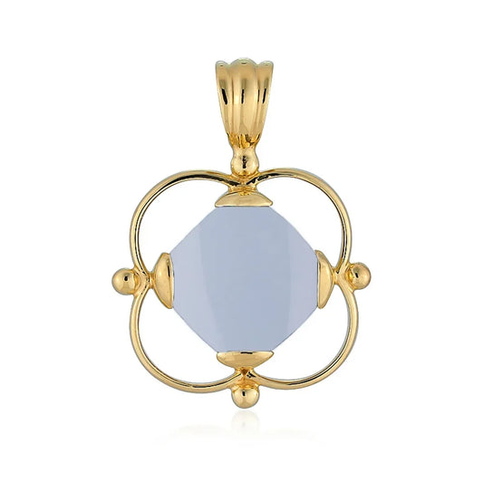 Anhänger Chalcedon (blau), Cushion (13 x 13mm), 3,0cm, vergoldet - MeinSchmuckShop